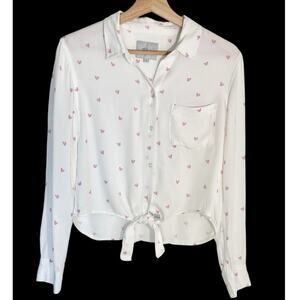 Anthropologie Rails‎ Valentine's Day Scribble Heart Top | White Pink | SZ S